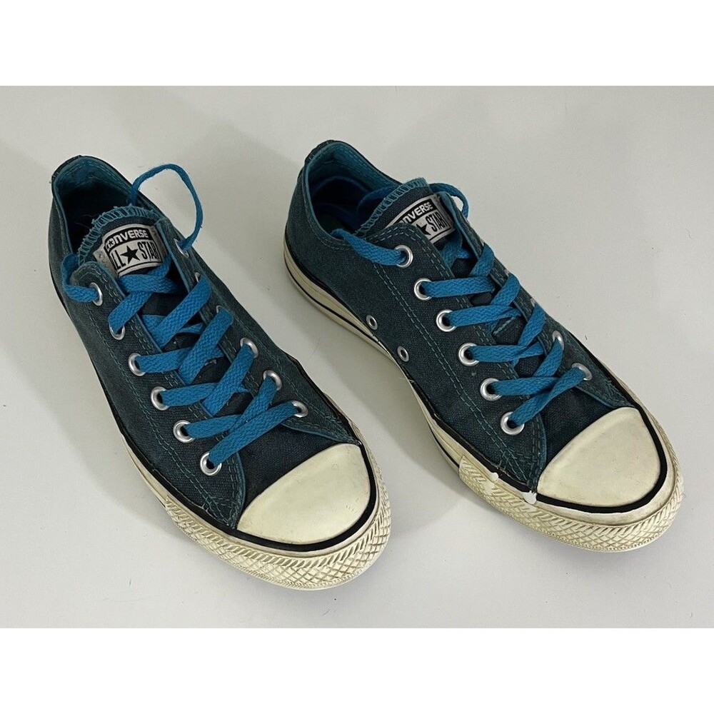 Converse All Star Womens Teal Canvas Size 8 Low Top Blue Laces Grunge